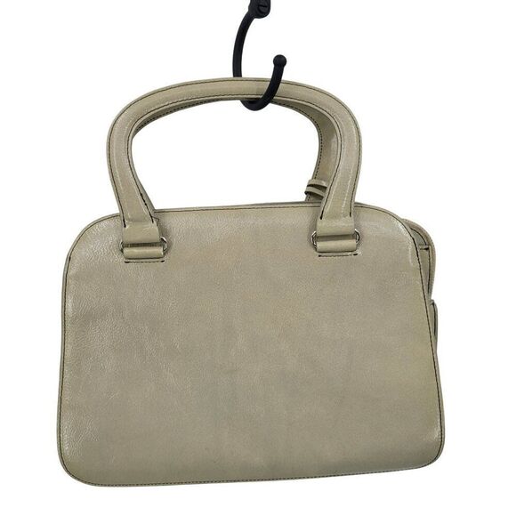 Vtg Beige Oatmeal Double-Handle‎ Leather Structured Top Handle Handbag Old Money - Picture 2 of 10